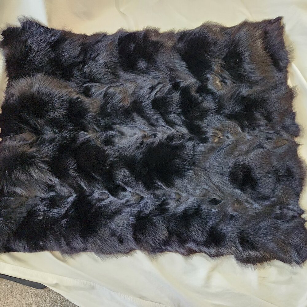 Fox Fur Blanket (1/2 blanket) - Real Fur - Red Satin backing